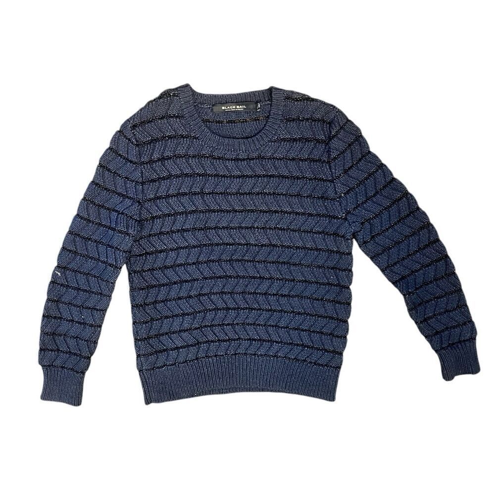 Black Sail Inspired Fisherman Core Rare Navy Blue Cable Knit‎ Sail Line Sweater